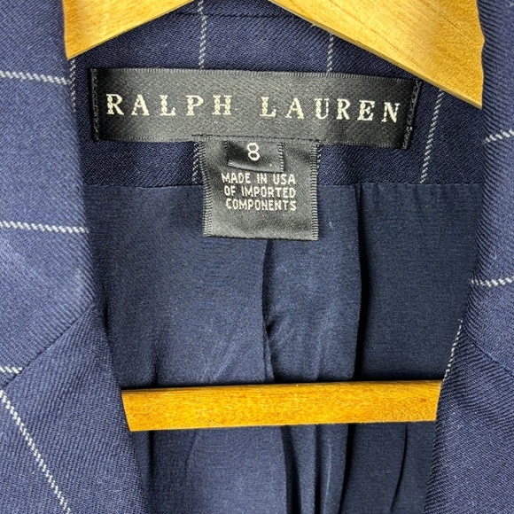 VTG Ralph Lauren Womens Black Label Wool Blazer Sz S Pinstripe Academia USA made - Picture 3 of 12